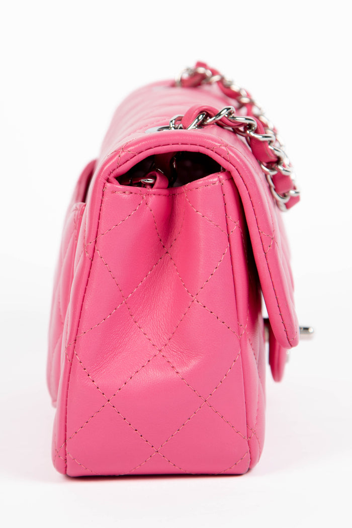 2010s Chanel Pink Lambskin Leather Mini Rectangular Flap Shoulder Bag