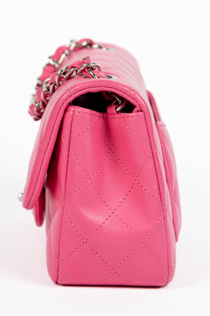 2010s Chanel Pink Lambskin Leather Mini Rectangular Flap Shoulder Bag