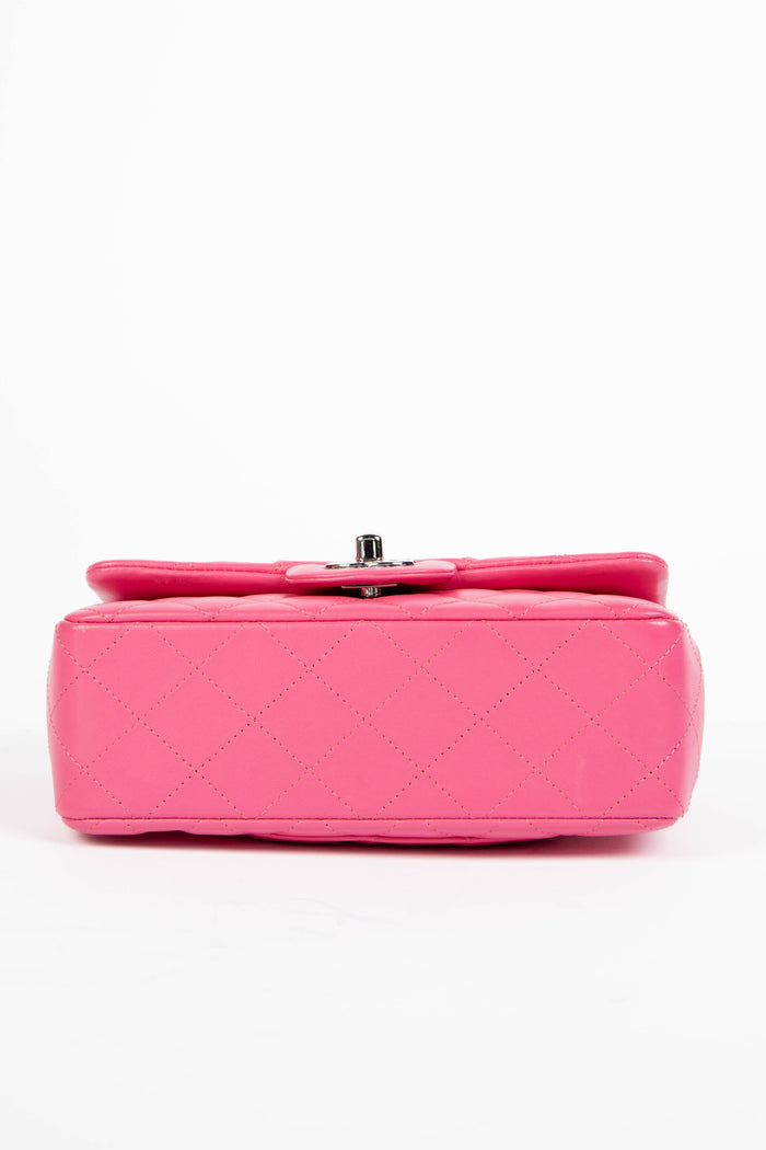 2010s Chanel Pink Lambskin Leather Mini Rectangular Flap Shoulder Bag