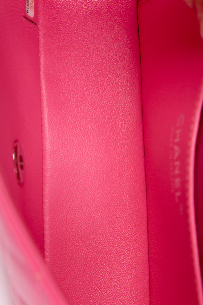 2010s Chanel Pink Lambskin Leather Mini Rectangular Flap Shoulder Bag