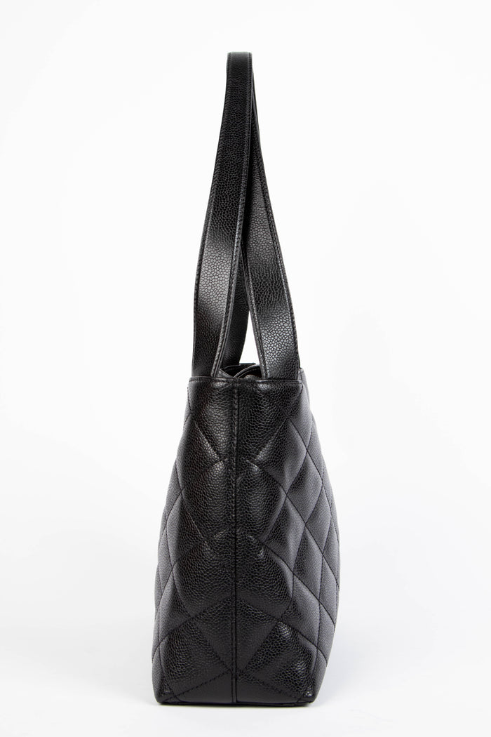 2000s Chanel Black Caviar Leather Shoulder Bag with GHW
