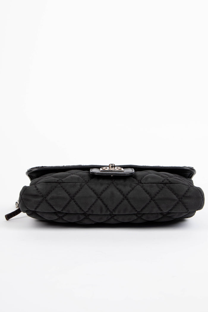 2000s Chanel Sports Line Black Pony Hair Quilted Shoulder Bag