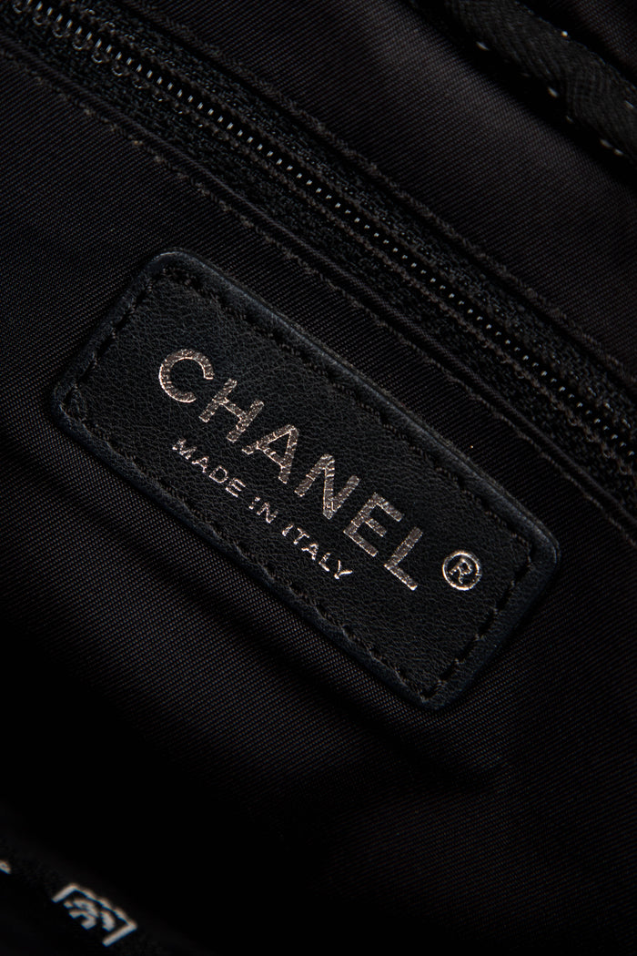 2000s Chanel Sports Line Black Pony Hair Quilted Shoulder Bag