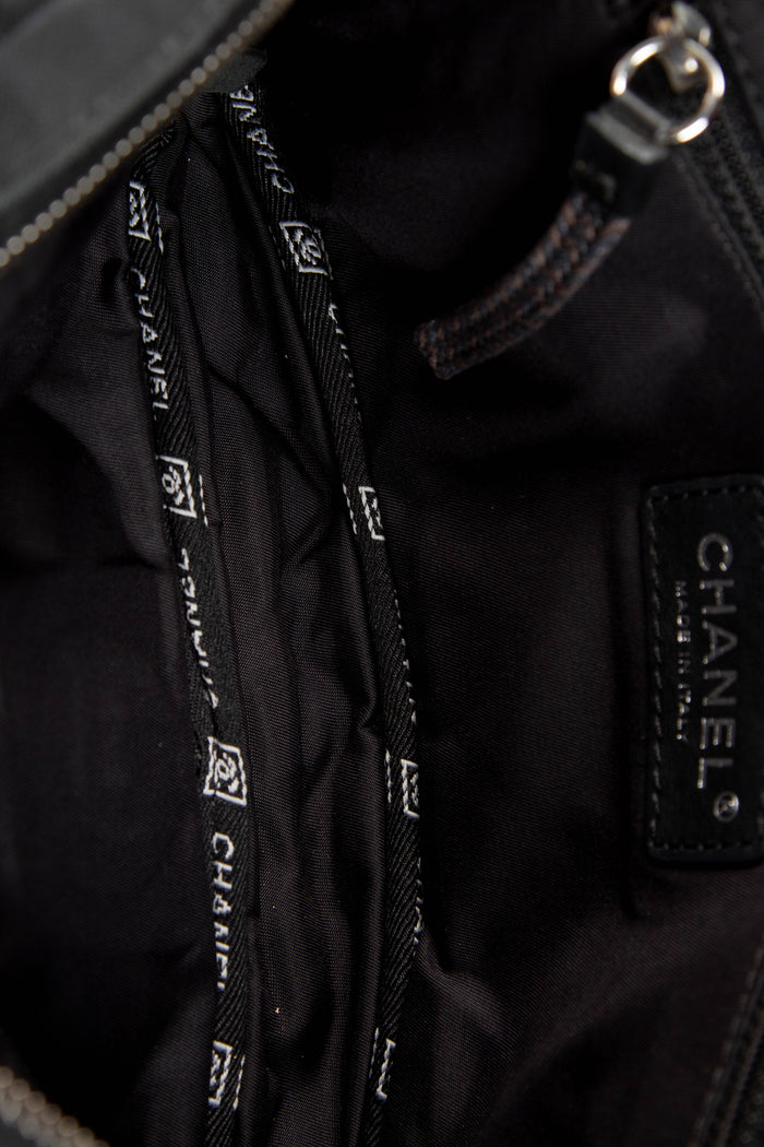 2000s Chanel Sports Line Black Pony Hair Quilted Shoulder Bag