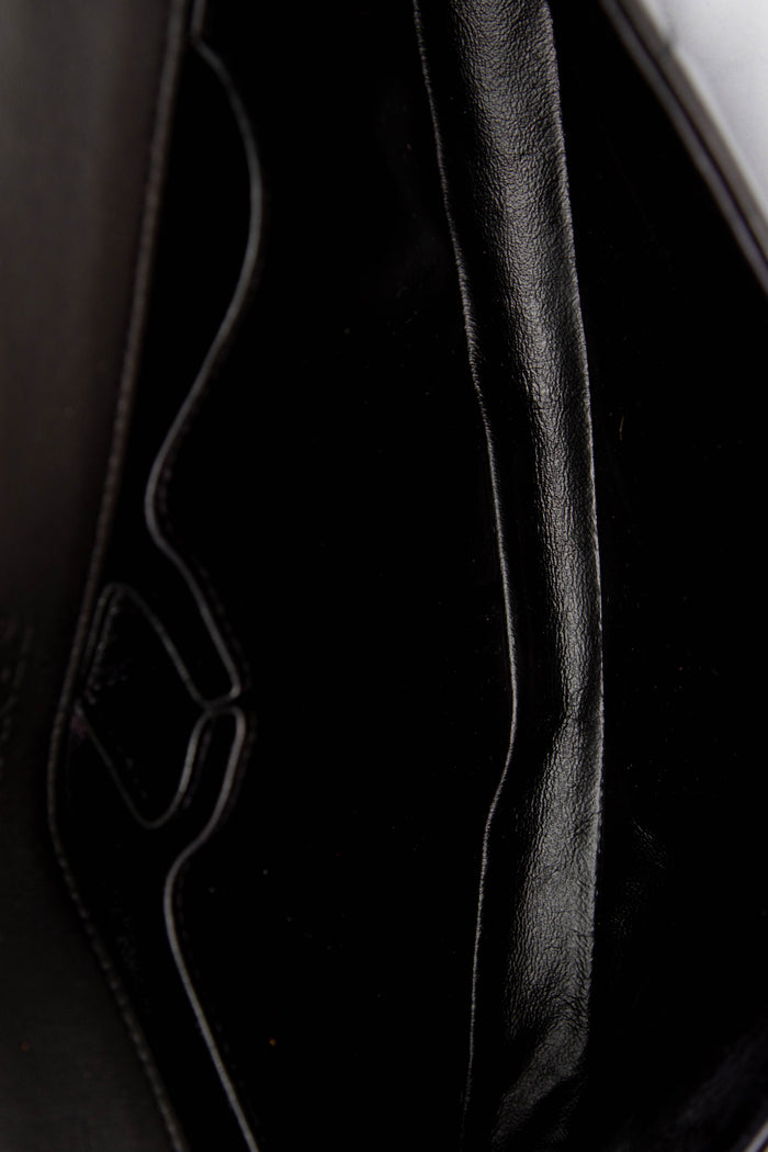 2000s Chanel Black Patent Leather East West Chocolate Bar Flap Bag
