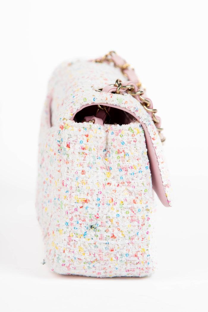 2020s Chanel Multi-coloured Sequin Tweed Mini Rectangular Single Flap Bag