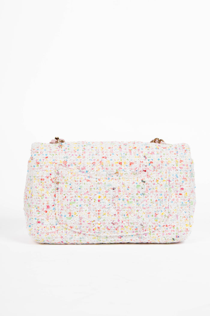 2020s Chanel Multi-coloured Sequin Tweed Mini Rectangular Single Flap Bag