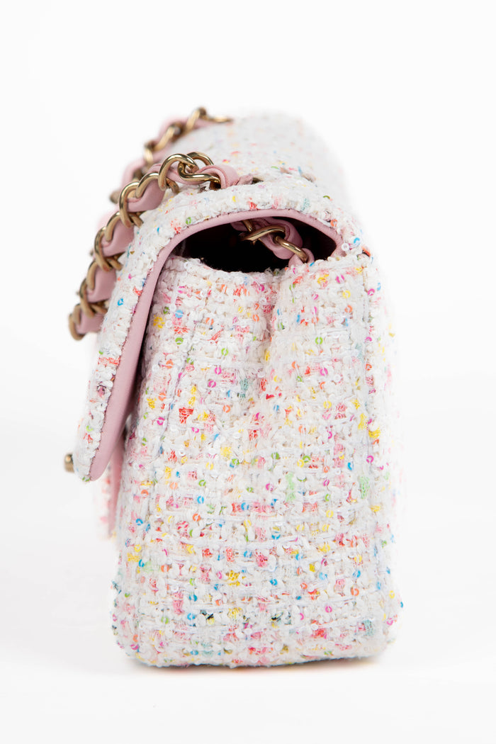 2020s Chanel Multi-coloured Sequin Tweed Mini Rectangular Single Flap Bag