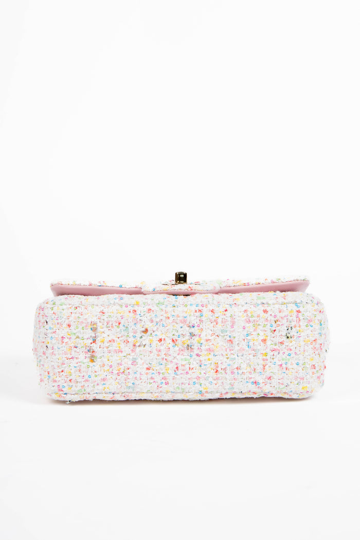 2020s Chanel Multi-coloured Sequin Tweed Mini Rectangular Single Flap Bag