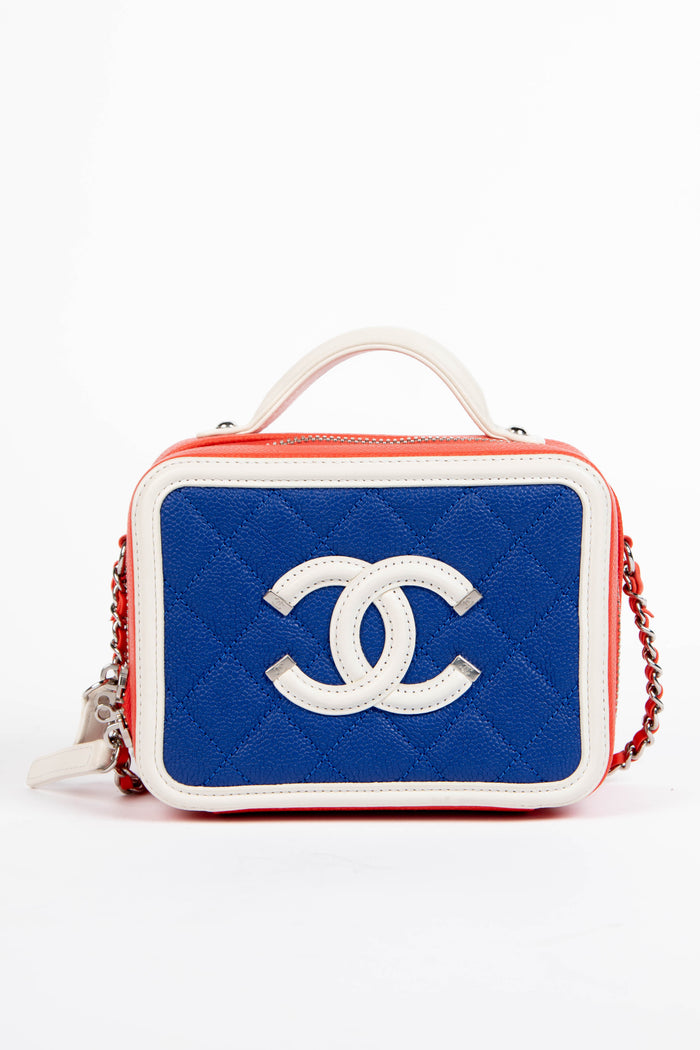 2010s Chanel Tri-Colour Caviar Leather Small Vanity Case