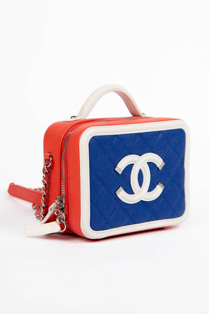 2010s Chanel Tri-Colour Caviar Leather Small Vanity Case