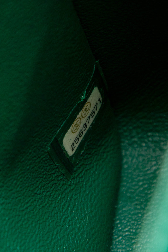 2010s Chanel Emerald Green Lambskin Leather Jumbo Double Flap Shoulder Bag
