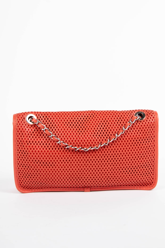 2010s Chanel Red Up in the Air Perforated Shoulder Bag