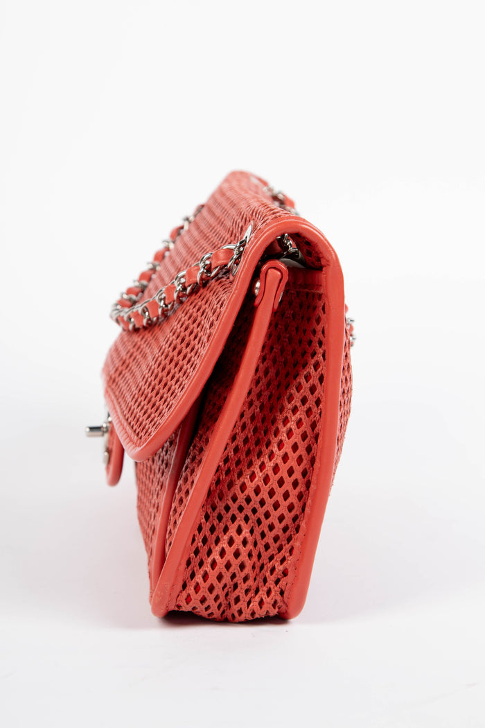 2010s Chanel Red Up in the Air Perforated Shoulder Bag
