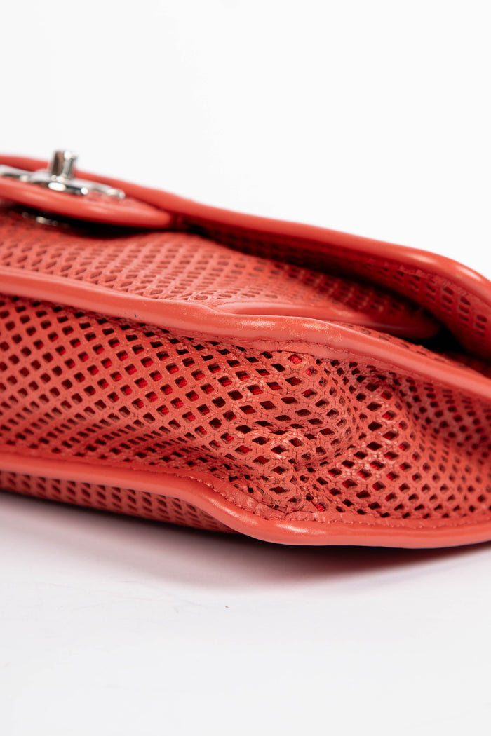 2010s Chanel Red Up in the Air Perforated Shoulder Bag