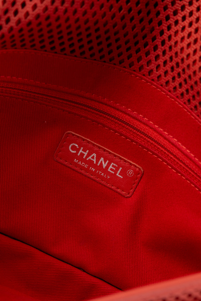 2010s Chanel Red Up in the Air Perforated Shoulder Bag