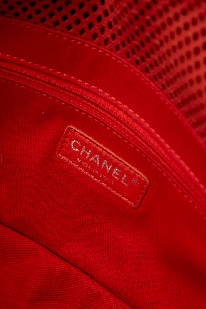 2010s Chanel Red Up in the Air Perforated Shoulder Bag