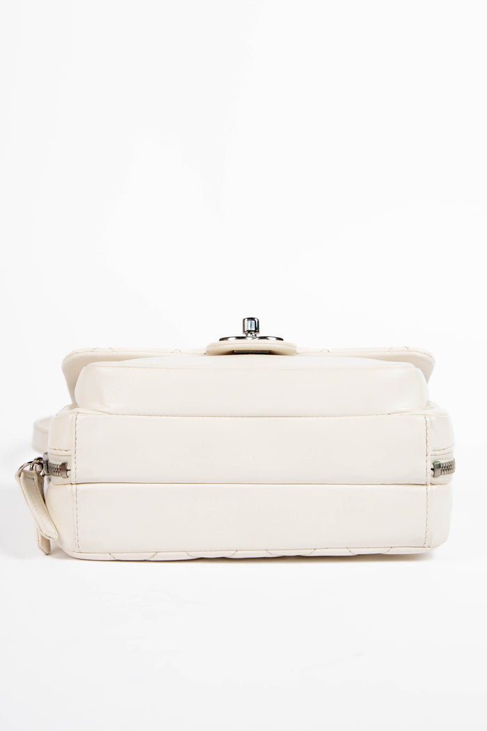 2019 Chanel White Aged Calfskin Leather Square Flap Bag