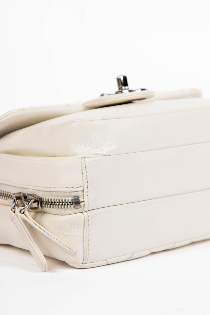 2019 Chanel White Aged Calfskin Leather Square Flap Bag