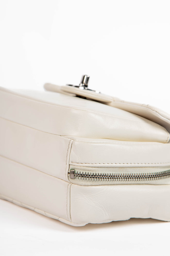 2019 Chanel White Aged Calfskin Leather Square Flap Bag