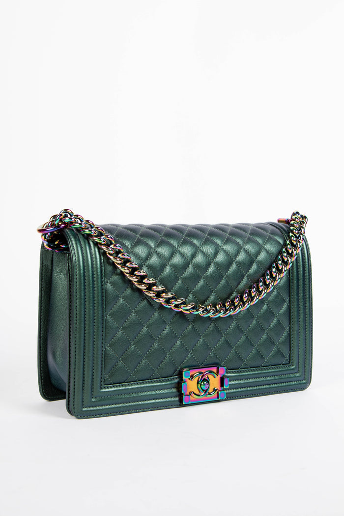 2016 Chanel Paris-Seoul Cruise Metallic Calfskin Leather Large Boy Bag