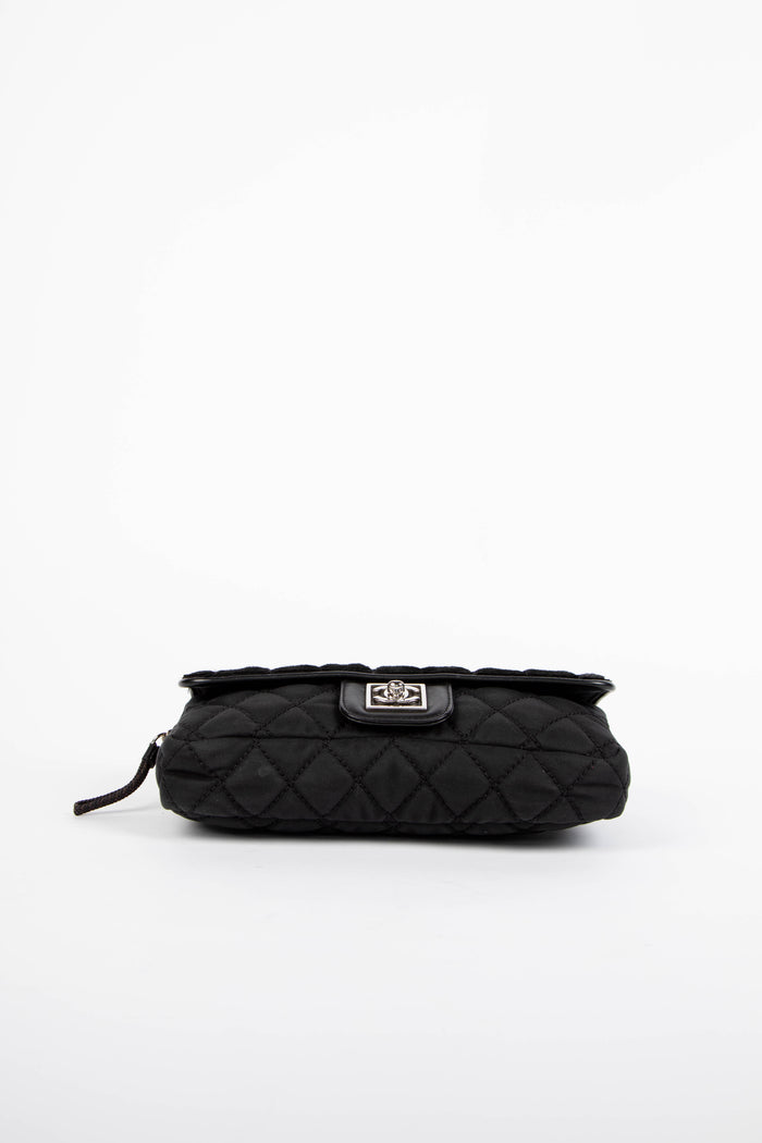 2000s Chanel Sports Line Black Pony Hair Quilted Shoulder Bag