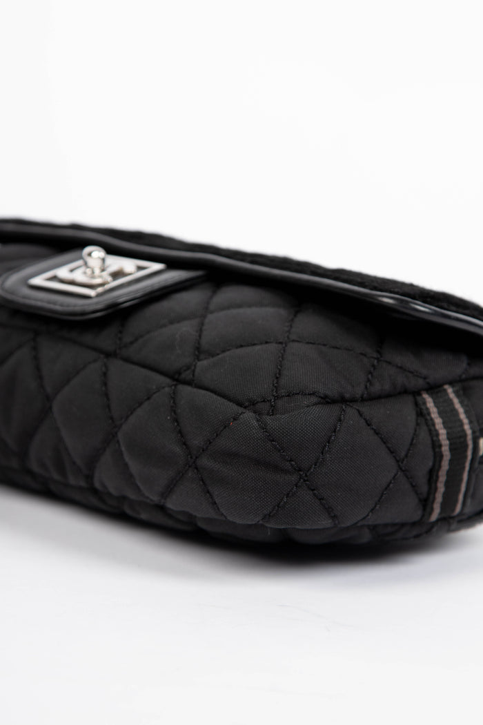2000s Chanel Sports Line Black Pony Hair Quilted Shoulder Bag
