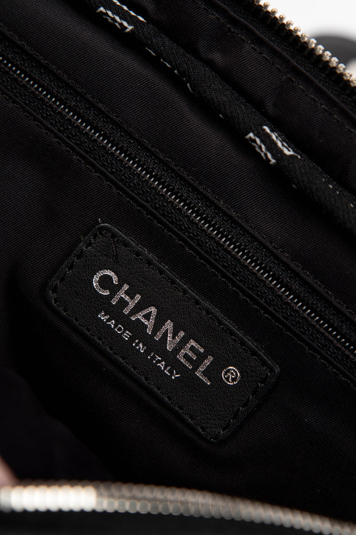 2000s Chanel Sports Line Black Pony Hair Quilted Shoulder Bag