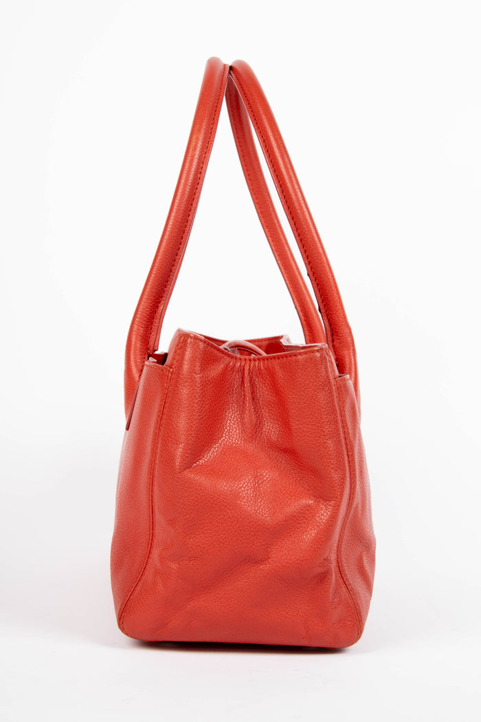 2010s Chanel Red Caviar Leather Small Executive Shopper Tote Bag