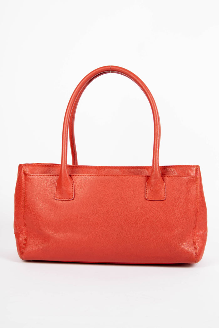 2010s Chanel Red Caviar Leather Small Executive Shopper Tote Bag