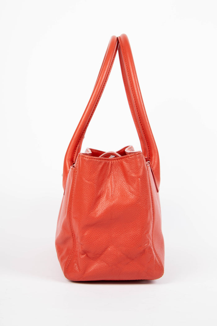 2010s Chanel Red Caviar Leather Small Executive Shopper Tote Bag