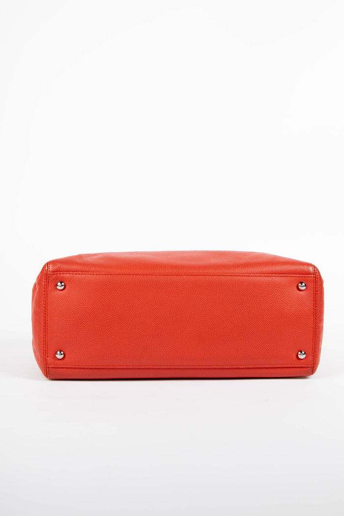2010s Chanel Red Caviar Leather Small Executive Shopper Tote Bag