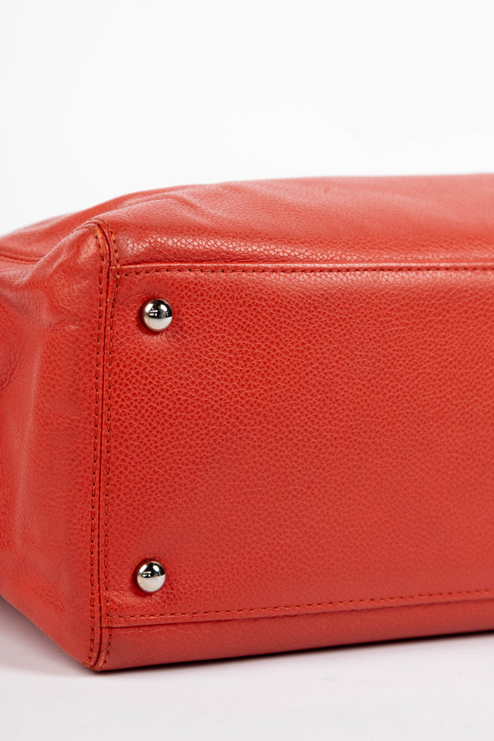2010s Chanel Red Caviar Leather Small Executive Shopper Tote Bag