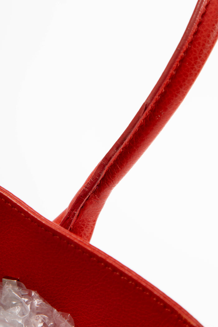 2010s Chanel Red Caviar Leather Small Executive Shopper Tote Bag