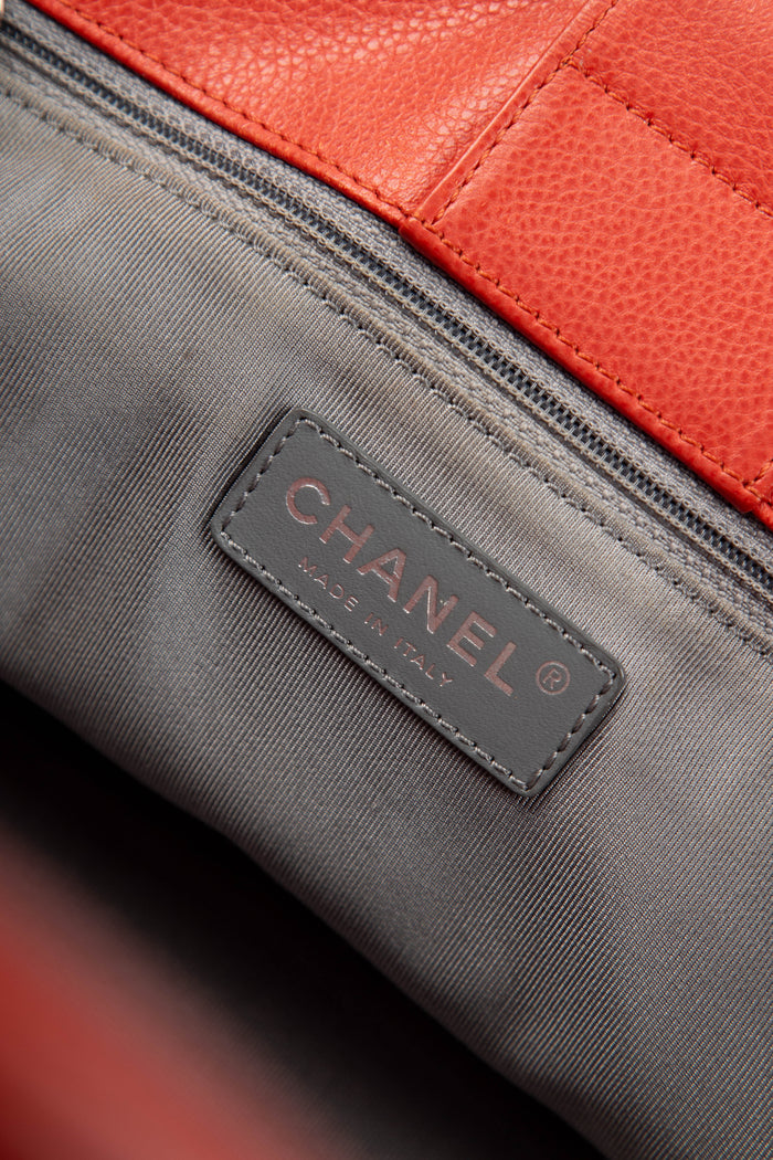 2010s Chanel Red Caviar Leather Small Executive Shopper Tote Bag