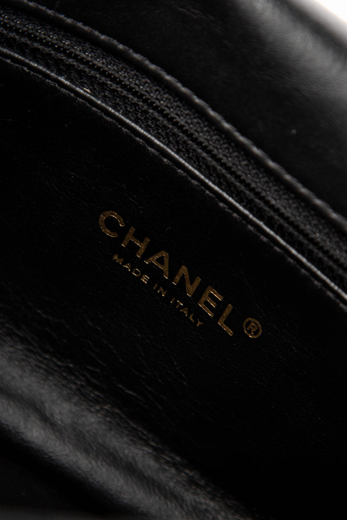 RARE Chanel Black Aged Calfskin Coin Medallion Medium Single Flap Shoulder Bag