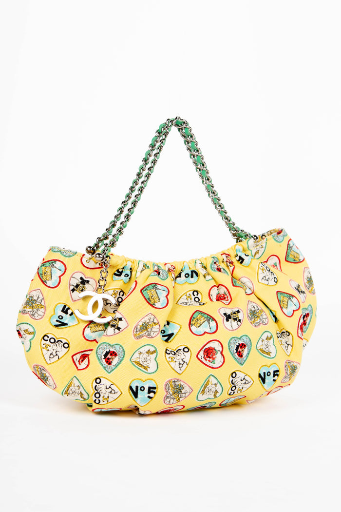 2000s Chanel Yellow Valentines Top Handle Bag