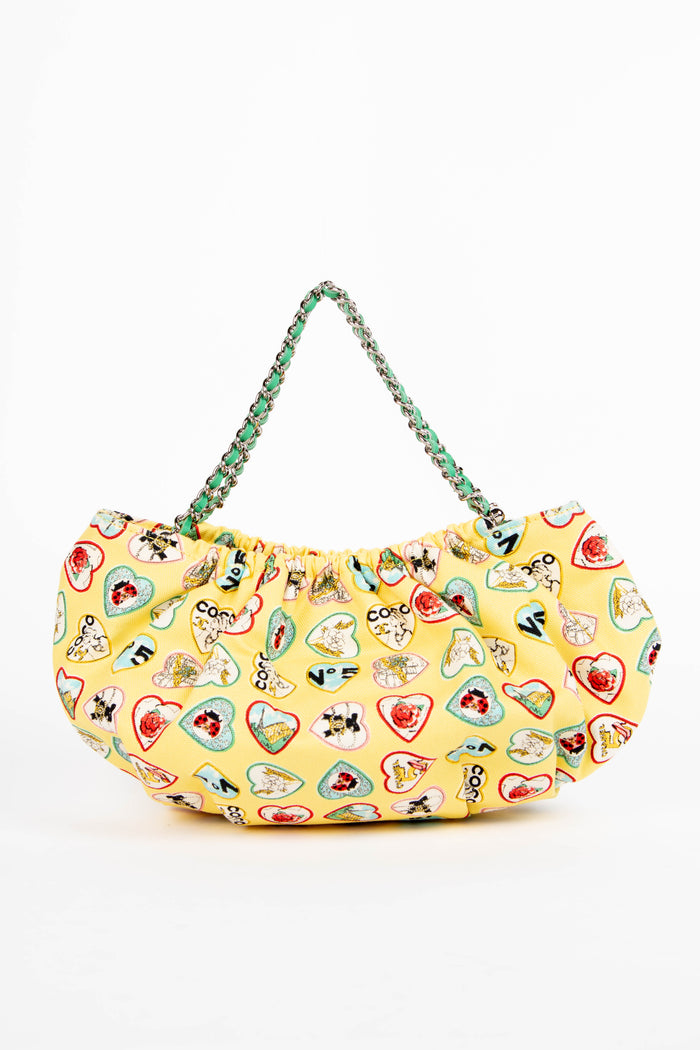 2000s Chanel Yellow Valentines Top Handle Bag
