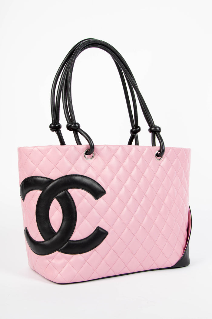 2000s Chanel Pink Rue Cambon Lambskin Leather Large Tote Bag