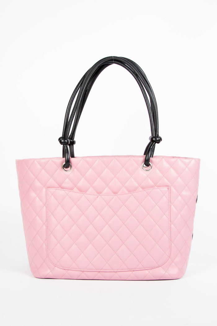2000s Chanel Pink Rue Cambon Lambskin Leather Large Tote Bag