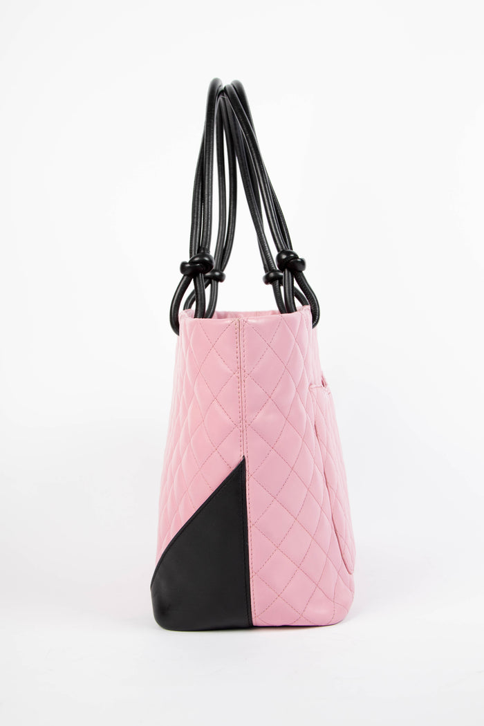 2000s Chanel Pink Rue Cambon Lambskin Leather Large Tote Bag