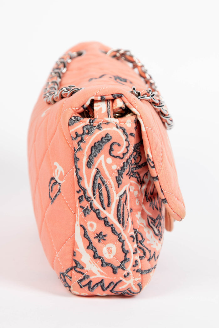2000s Chanel Pink Bandana Print Single Flap Shoulder Bag