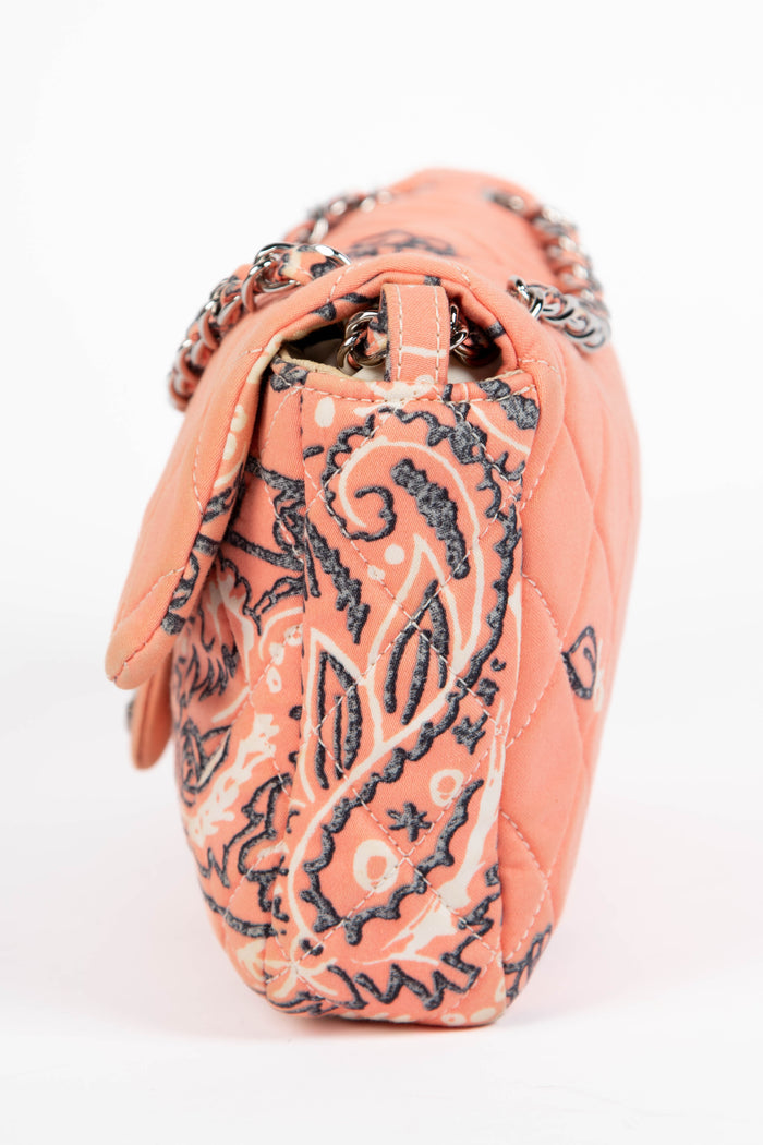 2000s Chanel Pink Bandana Print Single Flap Shoulder Bag