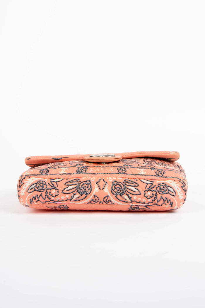 2000s Chanel Pink Bandana Print Single Flap Shoulder Bag