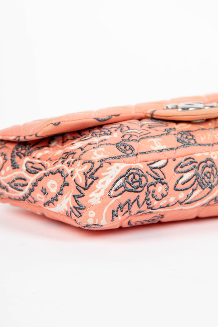 2000s Chanel Pink Bandana Print Single Flap Shoulder Bag