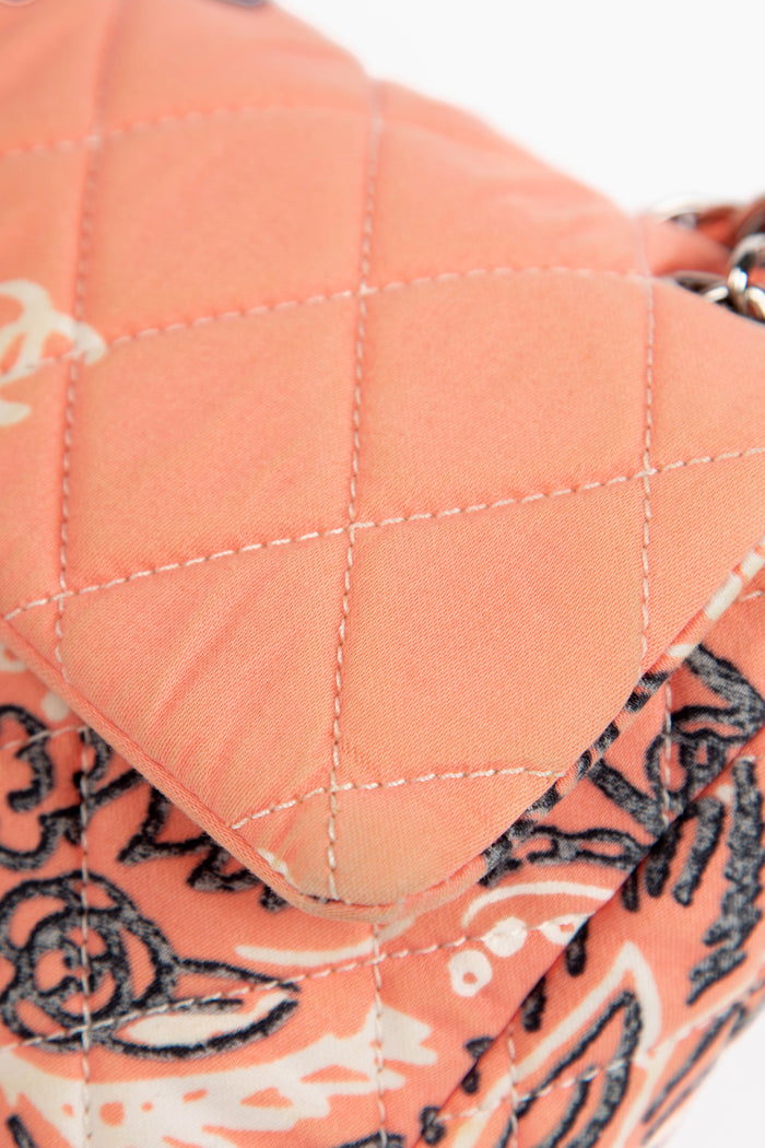 2000s Chanel Pink Bandana Print Single Flap Shoulder Bag