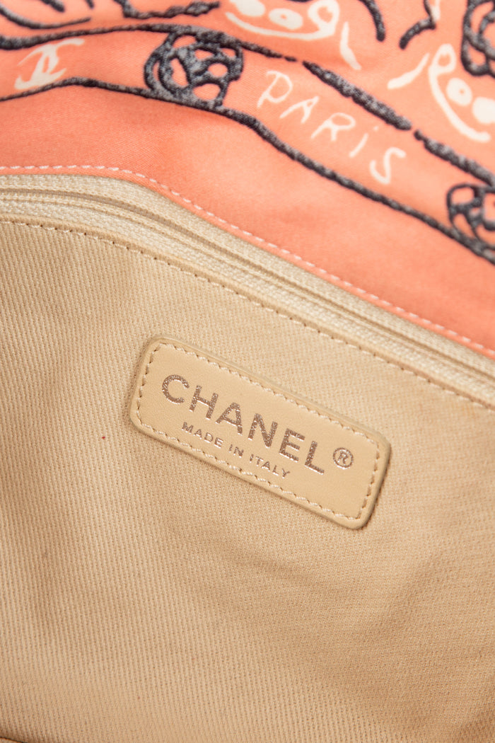 2000s Chanel Pink Bandana Print Single Flap Shoulder Bag