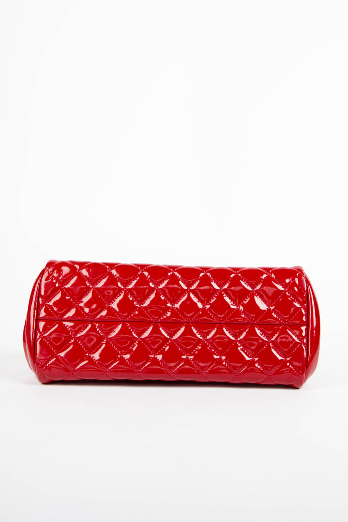2010s Chanel Red Patent Leather Small Bowling Bag