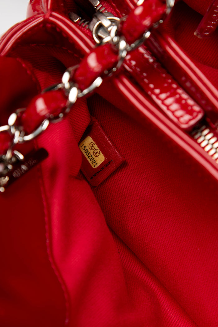 2010s Chanel Red Patent Leather Small Bowling Bag