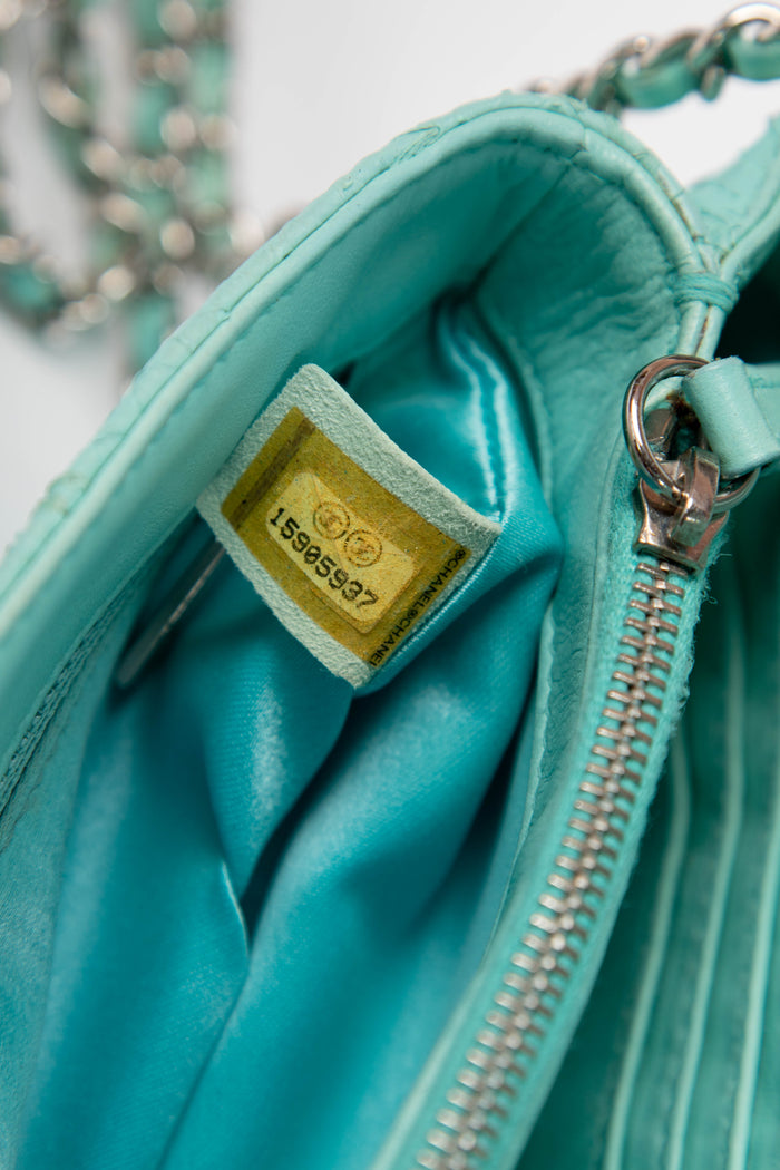 2010s Chanel Blue Python Leather Ultimate Stitch Single Flap Shoulder Bag